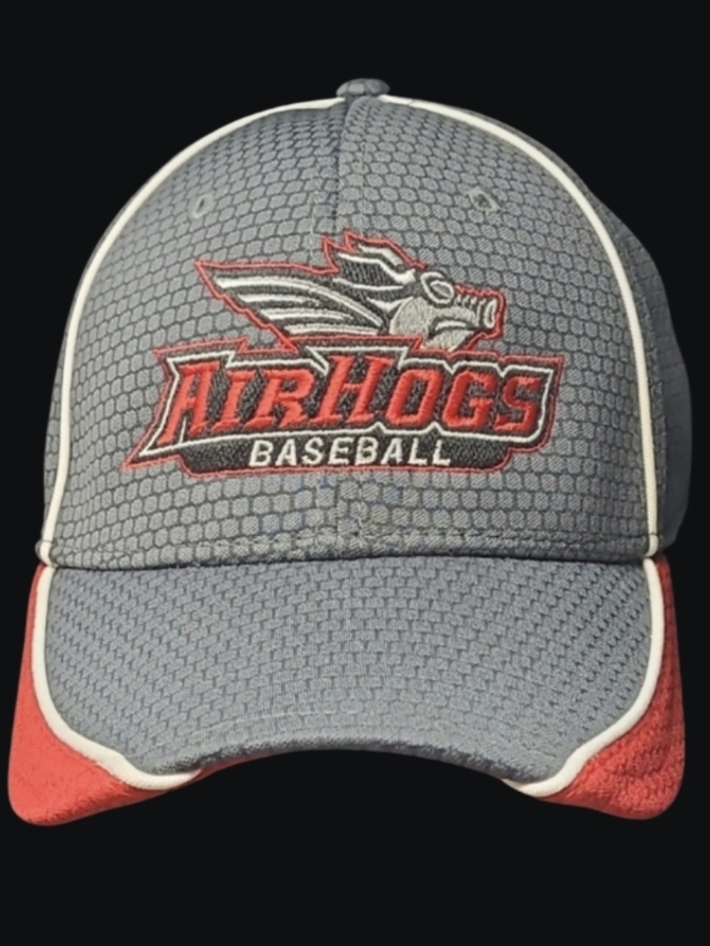 NEW-AirHogs Minor League Baseball Team Gray and Red Fitted Baseball Cap-Lg/XLg